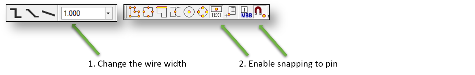 Setting up wire width and object snap