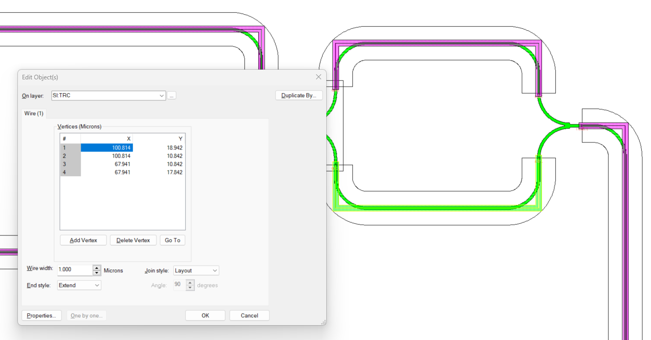 Manually editing a trace