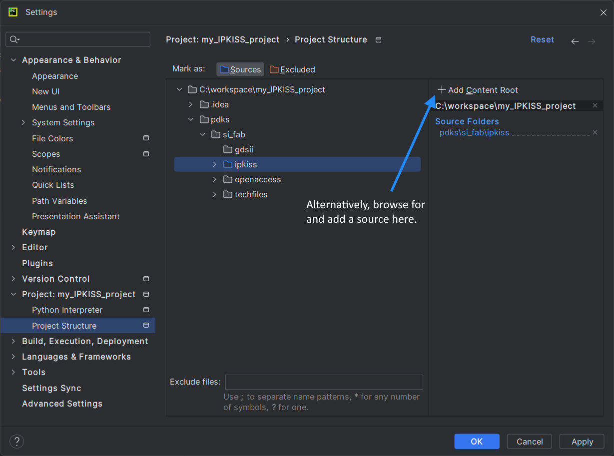 Add PDK to the project structure.