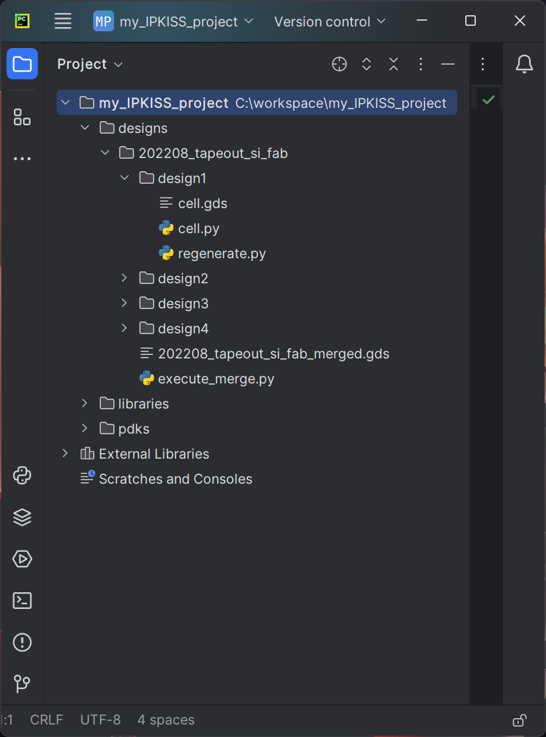 Typical folder structure to organize designs.