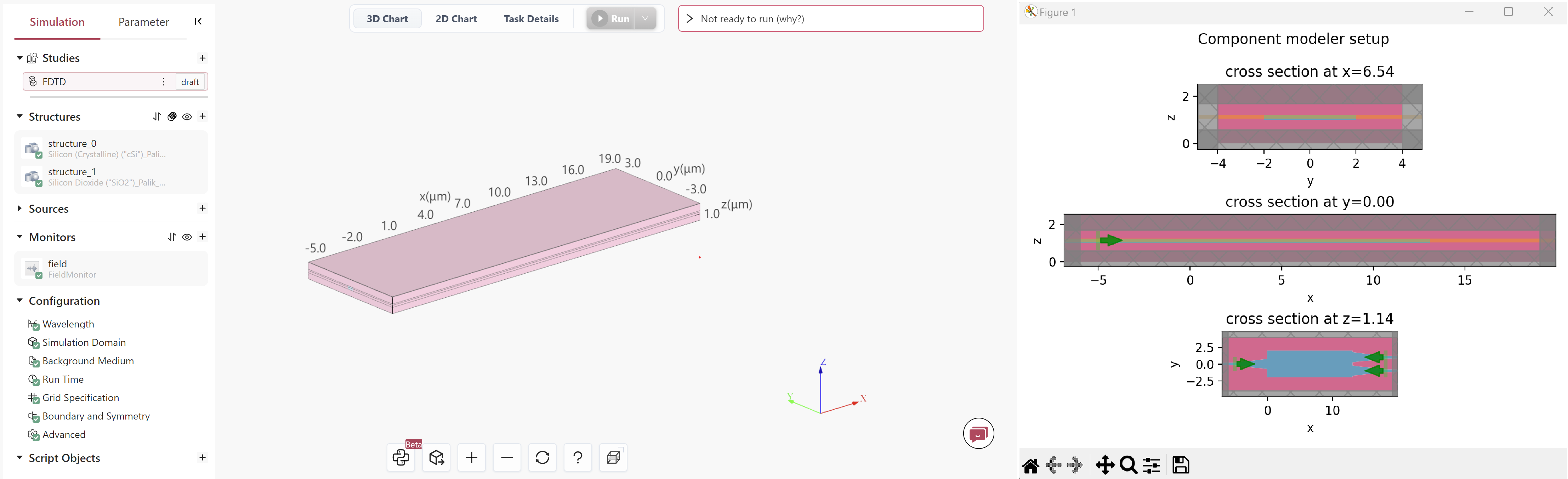 Inspecting a Tidy3D simulation before running it.