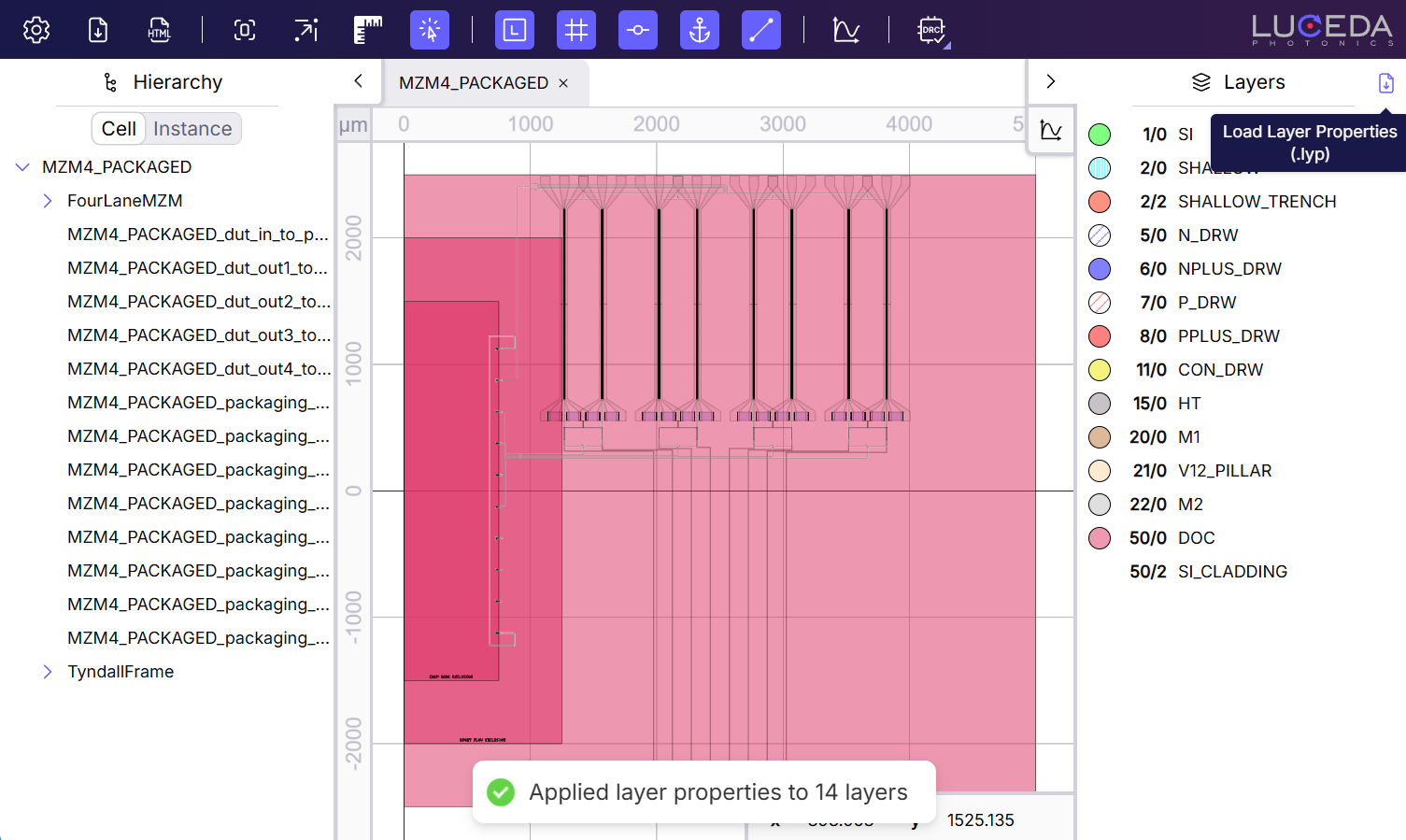 Load layer properties after loading a GDSII file.